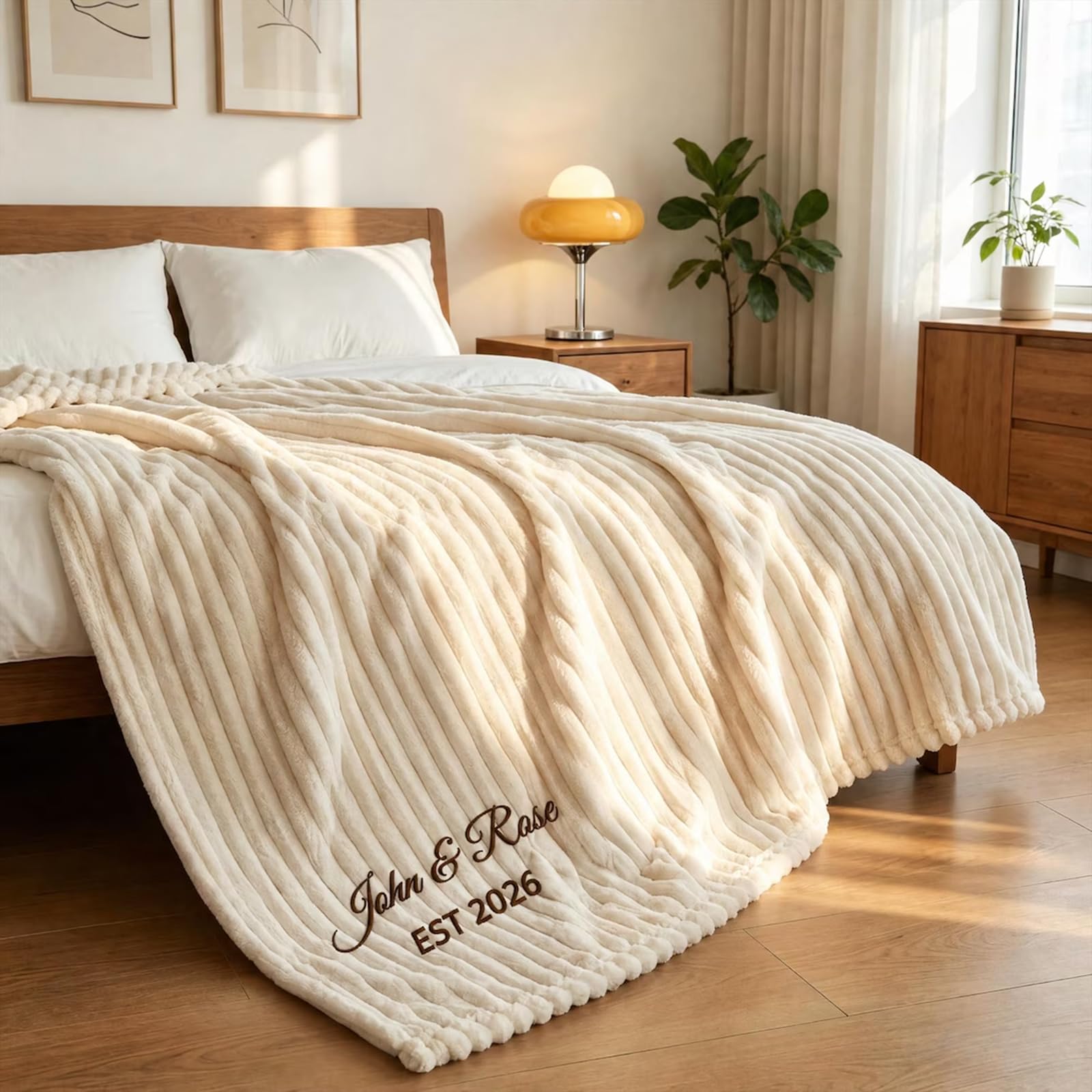 Coperta in flanella personalizzata per matrimonio, regalo di coppia, regalo per matrimoni, addio al nubilato, (200 x 230 cm)