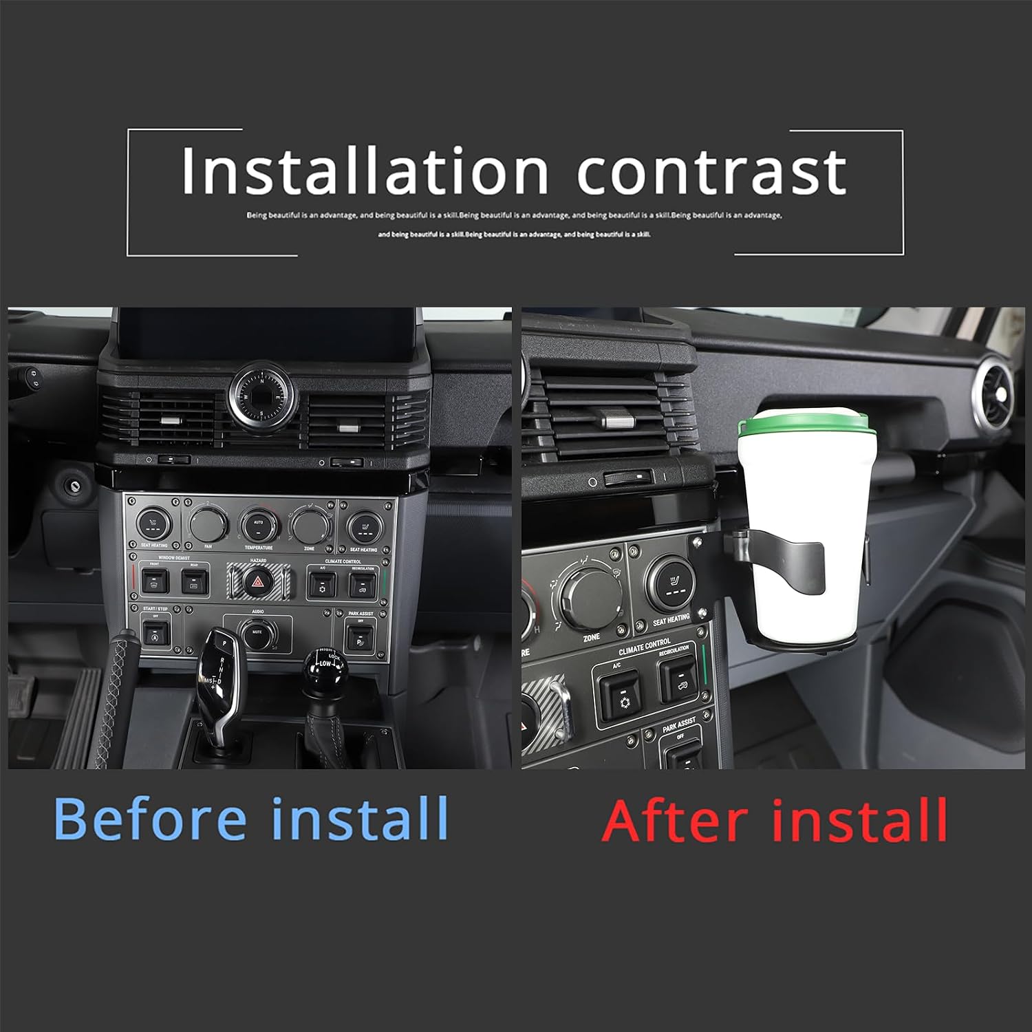 Center Console Right Water Cup Holder Compatible with Ineos Grenadier 2020-2024 Passenger Cup Holder Bolt-on Stand Bracket Organizer