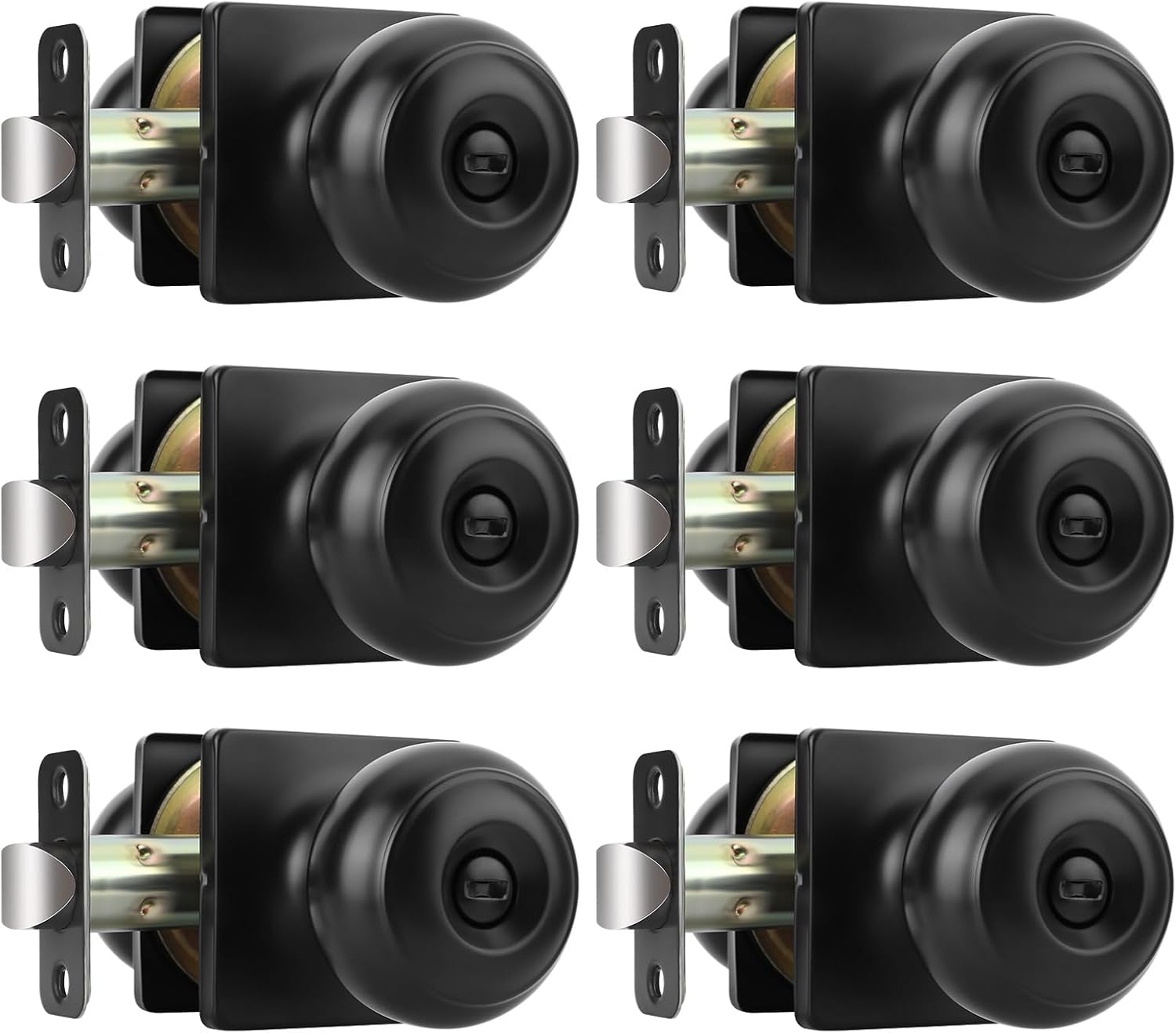 goldenwarm black door knobs interior, classic matte black interior door knobs privacy, bedroom door knob for bathroom (6 pack)
