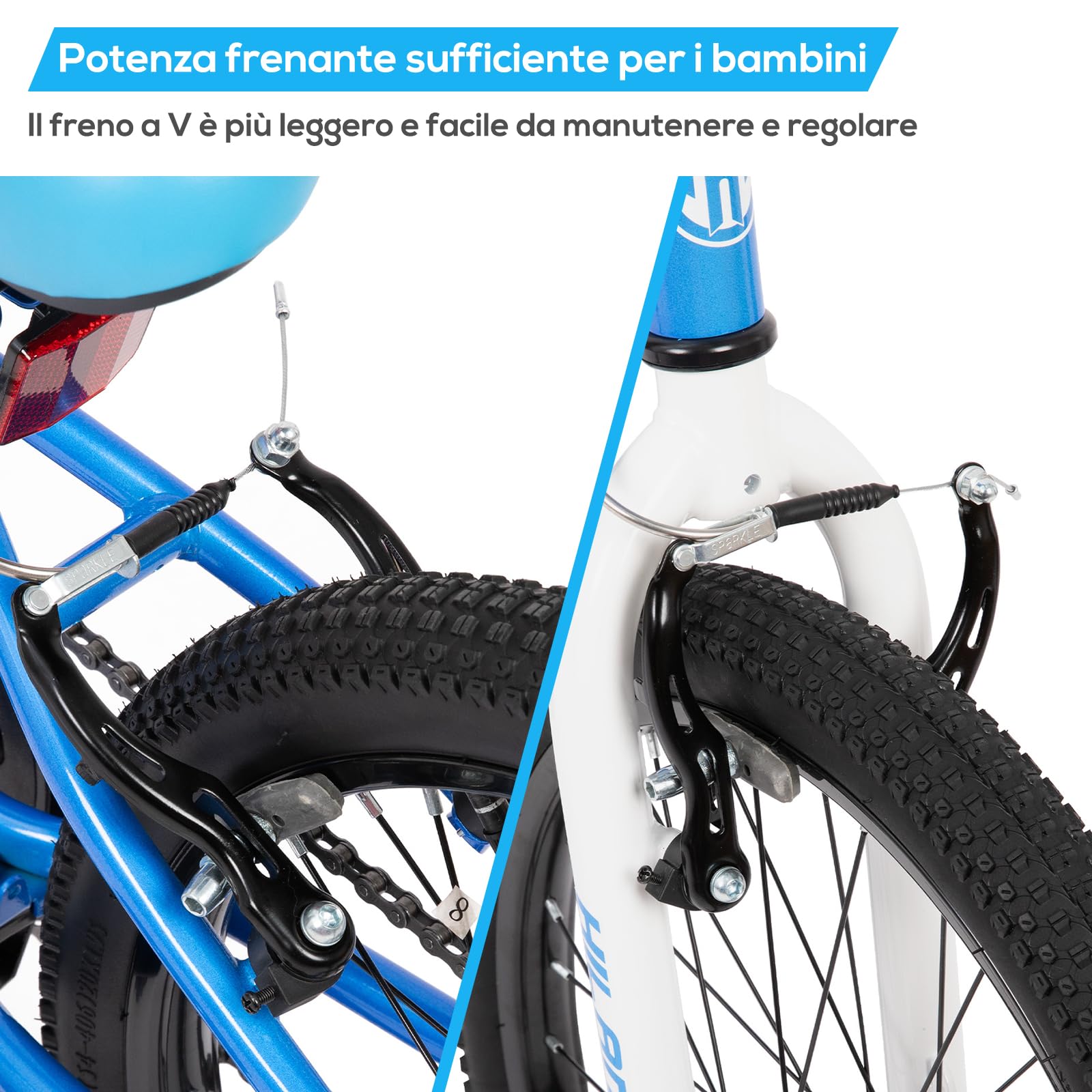 HILAND Mountain Bike 20 Pollici Bambini Ragazzi Ragazze Bicicletta Singola Velocità Doppi Freni a Mano Cavalletto