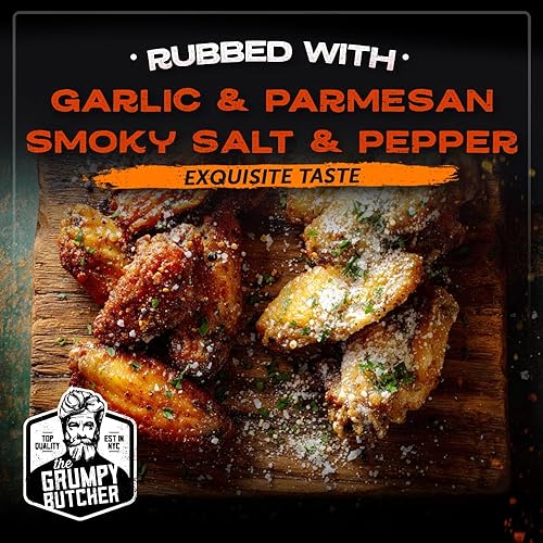 Miniatura 25 de Grumpy Butcher Heritage - Alitas de pollo cocinadas y aptas para microondas, paquete de 2 (20 onzas cada una), con ajo y parmesano de primera