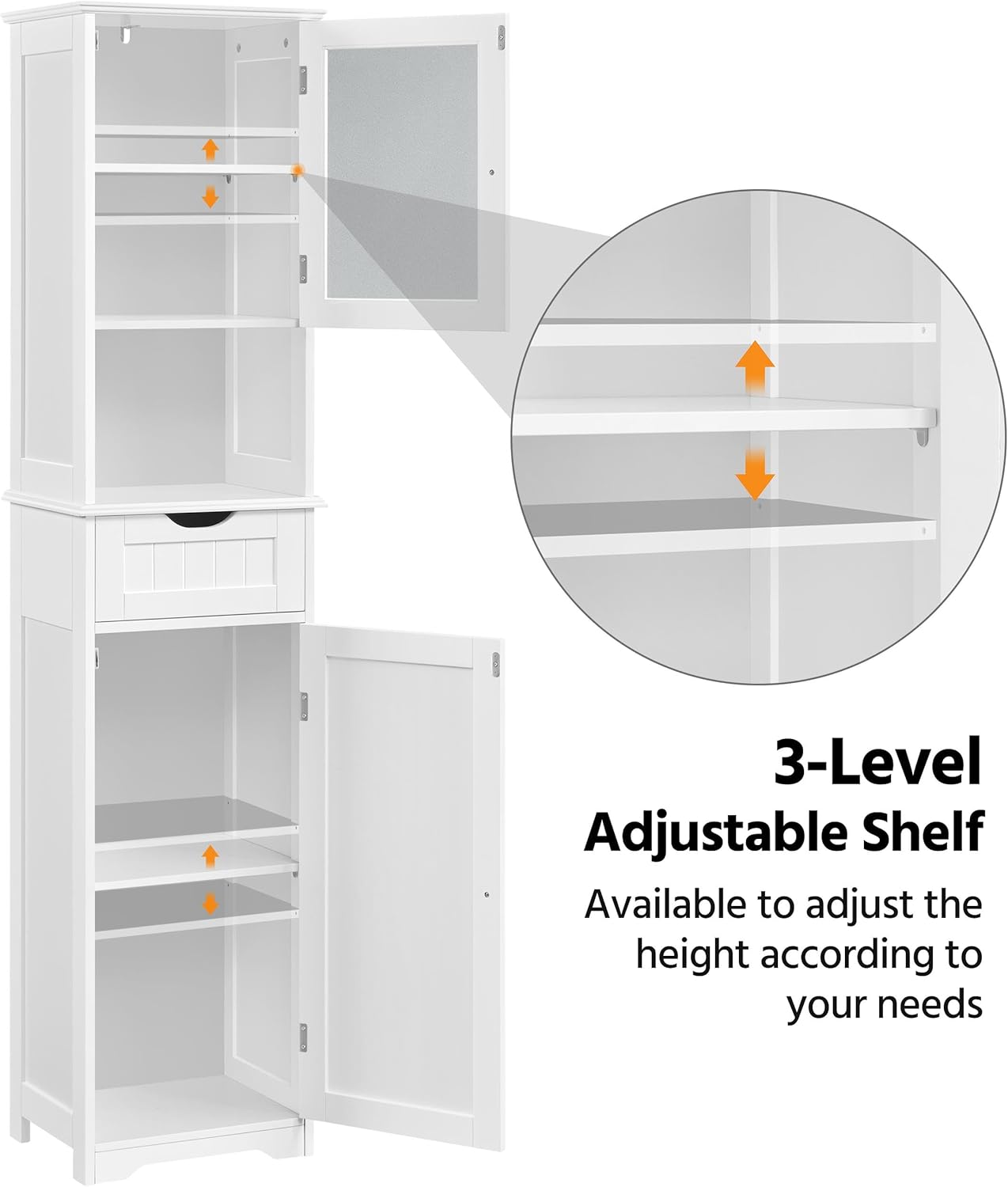 Adjustable shelf mechanism in the Yaheetech Tall Storage Cabinet