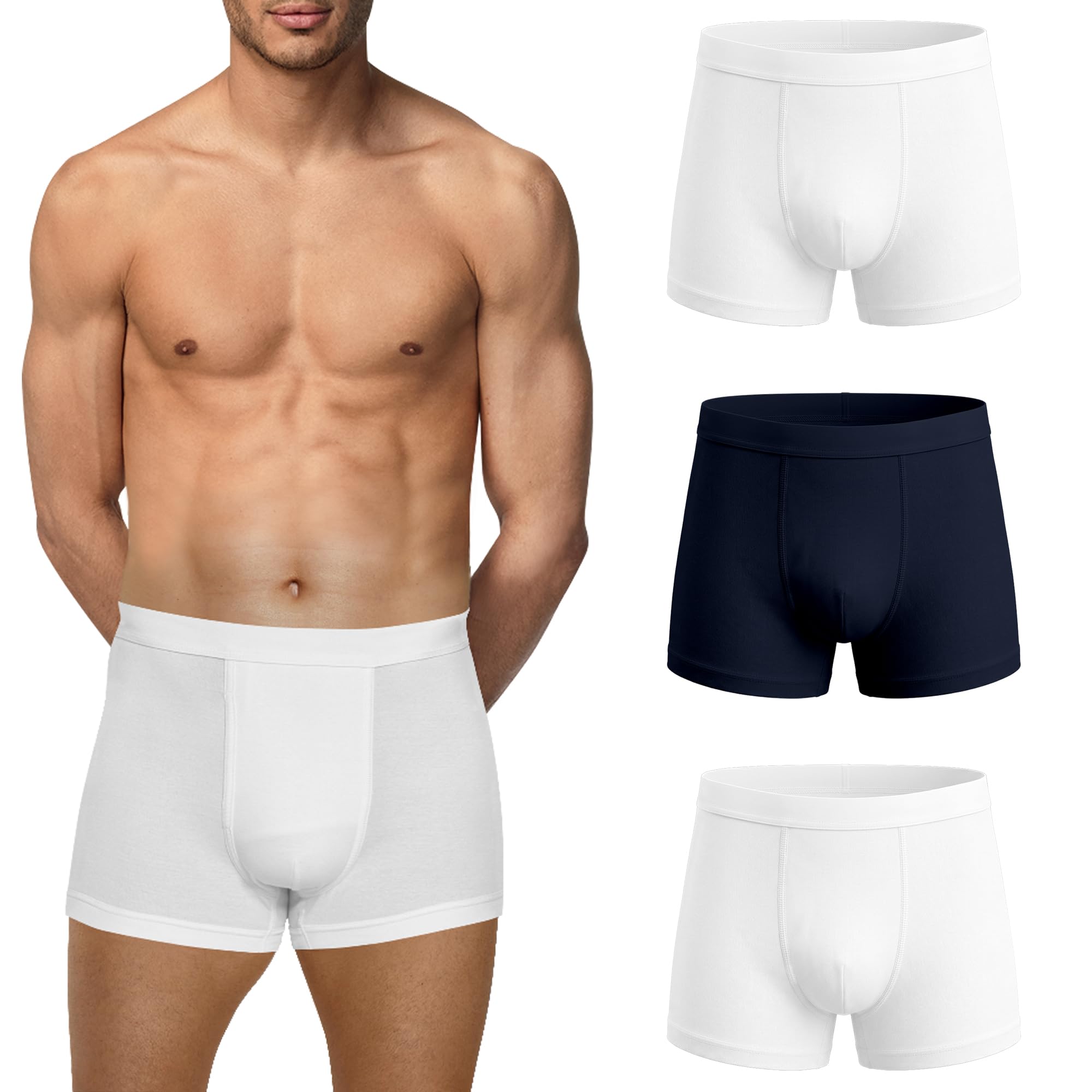Men's 100% Cotton High Waist Regular Fit Solid Boxer Briefs Innerwear Long Trunks Full Underwear Combo-picture-32