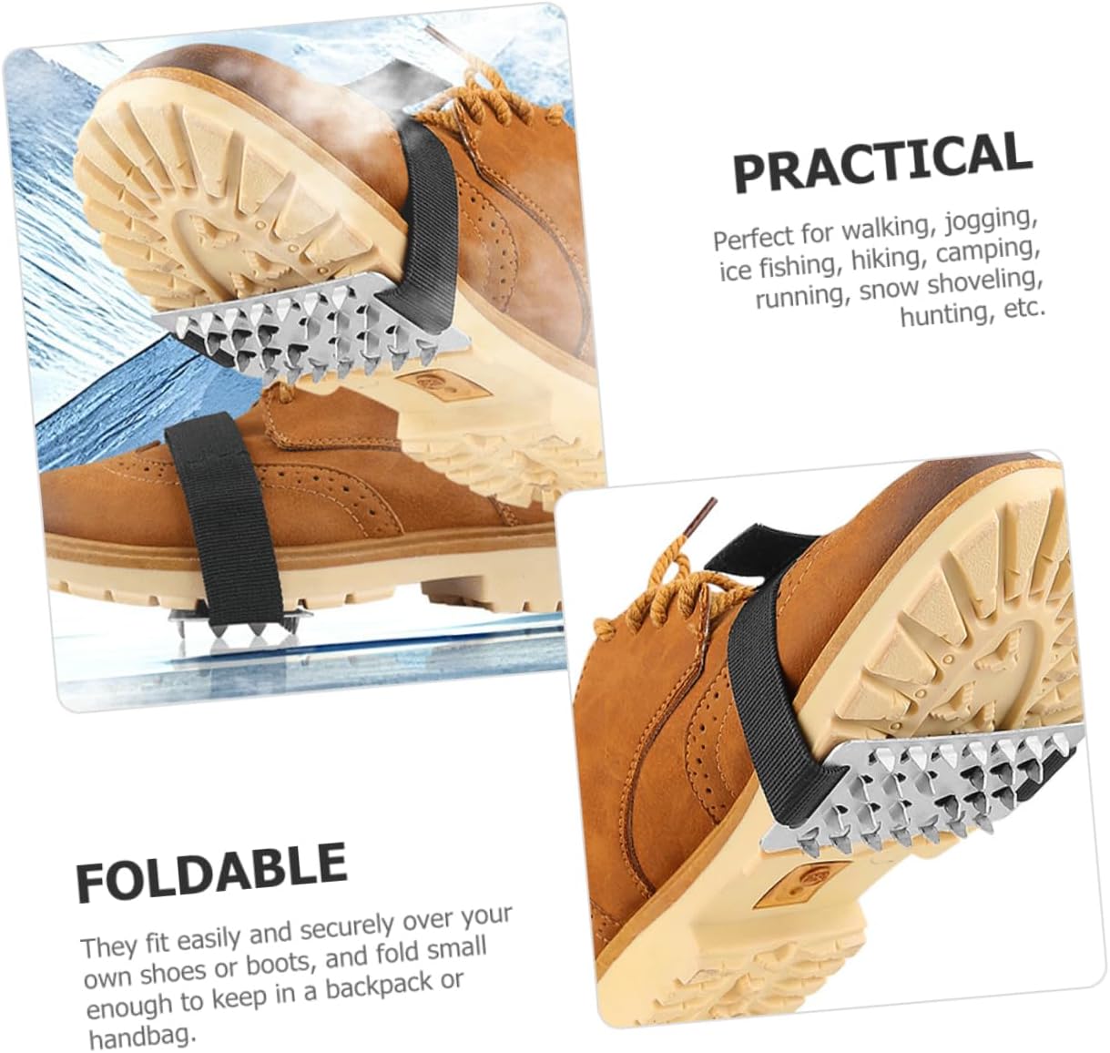 Mountaineering Ice Grippers Outdoor Ice Grippers Shoes Covers for Men Women Boys and Girls Slip Spikes