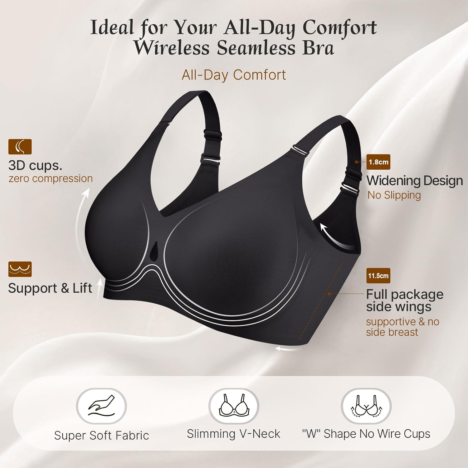 Wireless Bras for Women Comfortable Water Dropplet Full Coverage Bralette Seamless T Shirt Bras No Underwire - Image 7