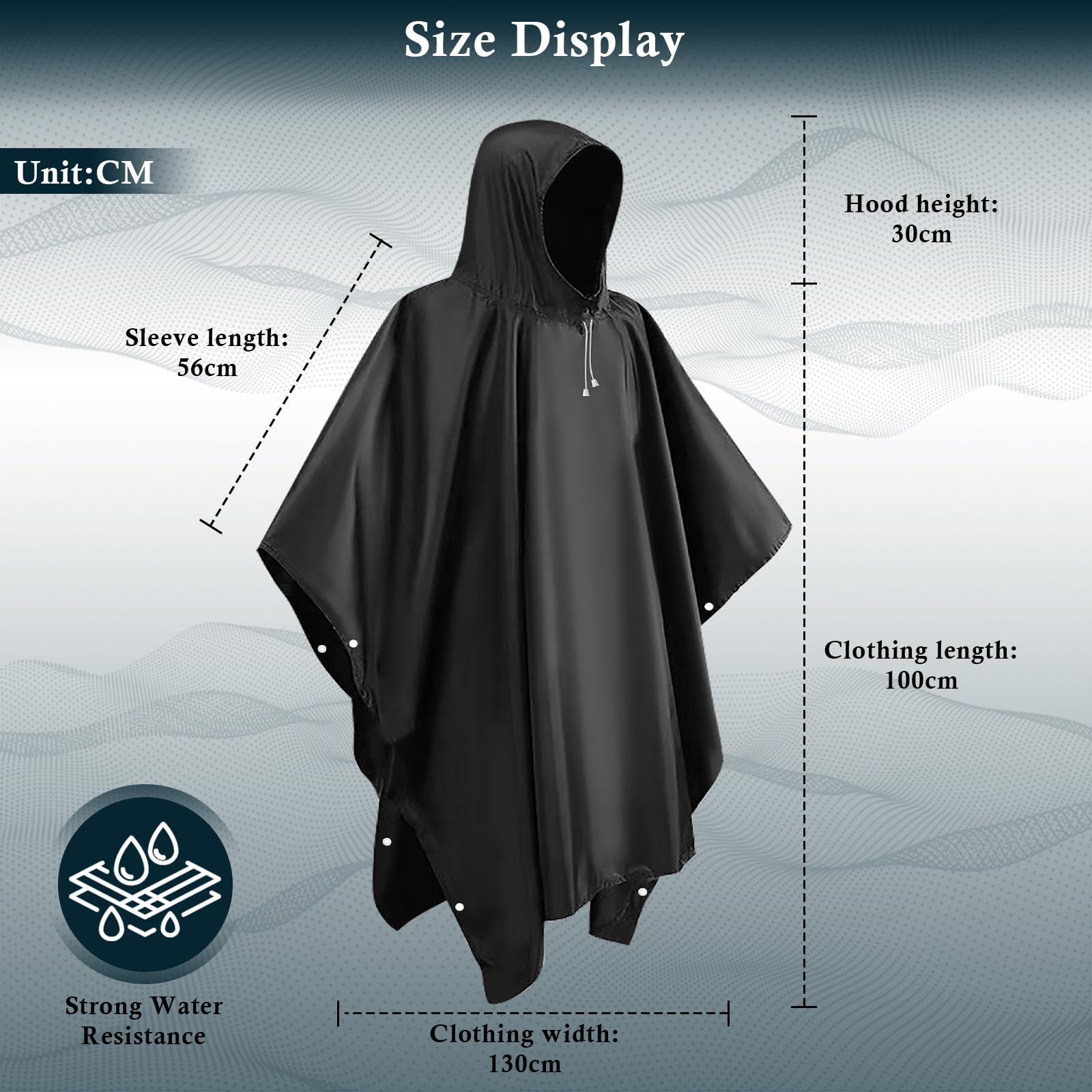 lohey EVA Regenponcho, Wasserdicht Regenmantel für Damen und Herren, Wiederverwendbar Regencape mit Kapuze für Camping, Angeln, Freizeitparks, Festivals
