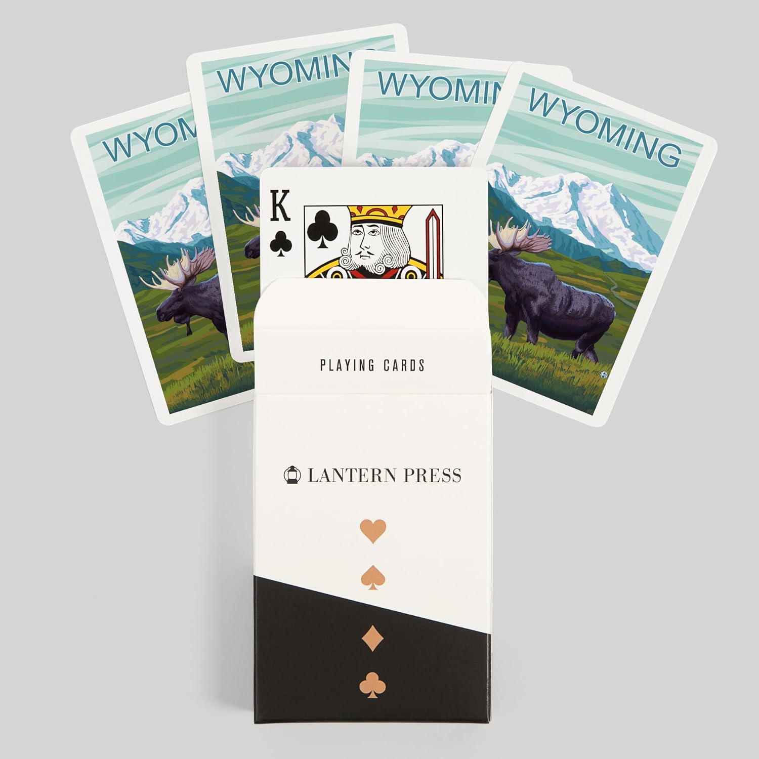 Lantern Press Wyoming, Moose and Snowy Mountain, 52 Playing Cards for Adults, Poker Size Card Deck
