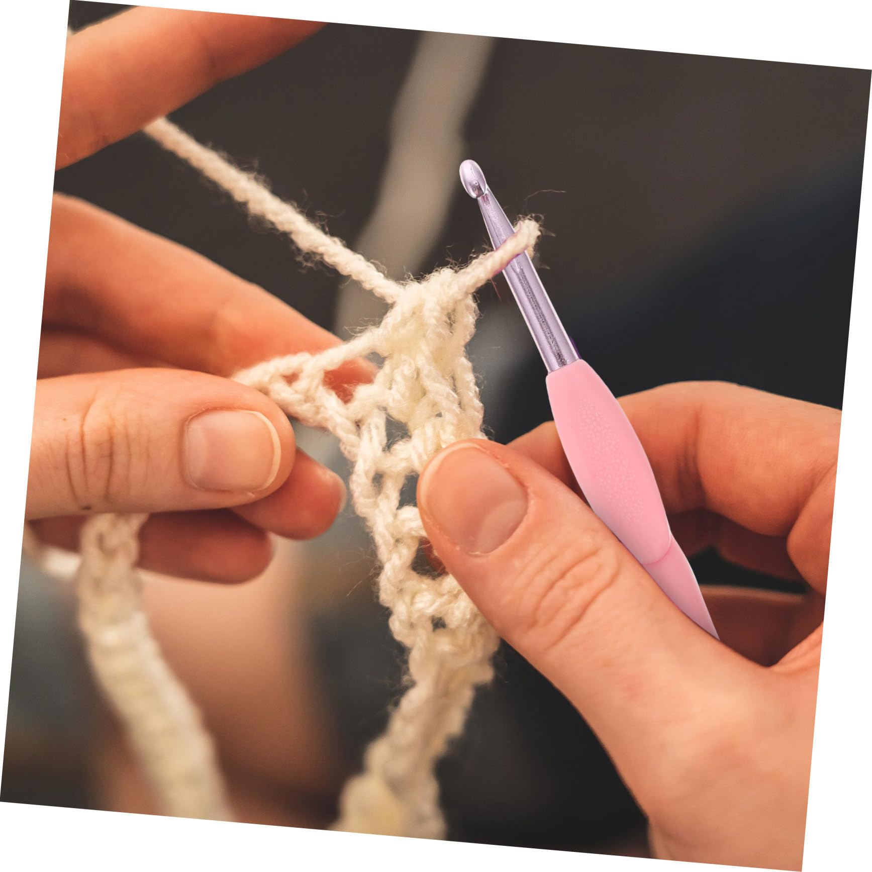 SHINEOFI 24 Piezas Ganchillo de aluminio con mango suave rugerizado agujas crochet ergonómicas crochet set suéter artesanía aguja de tejer Accesorios gancho de tejer rosa