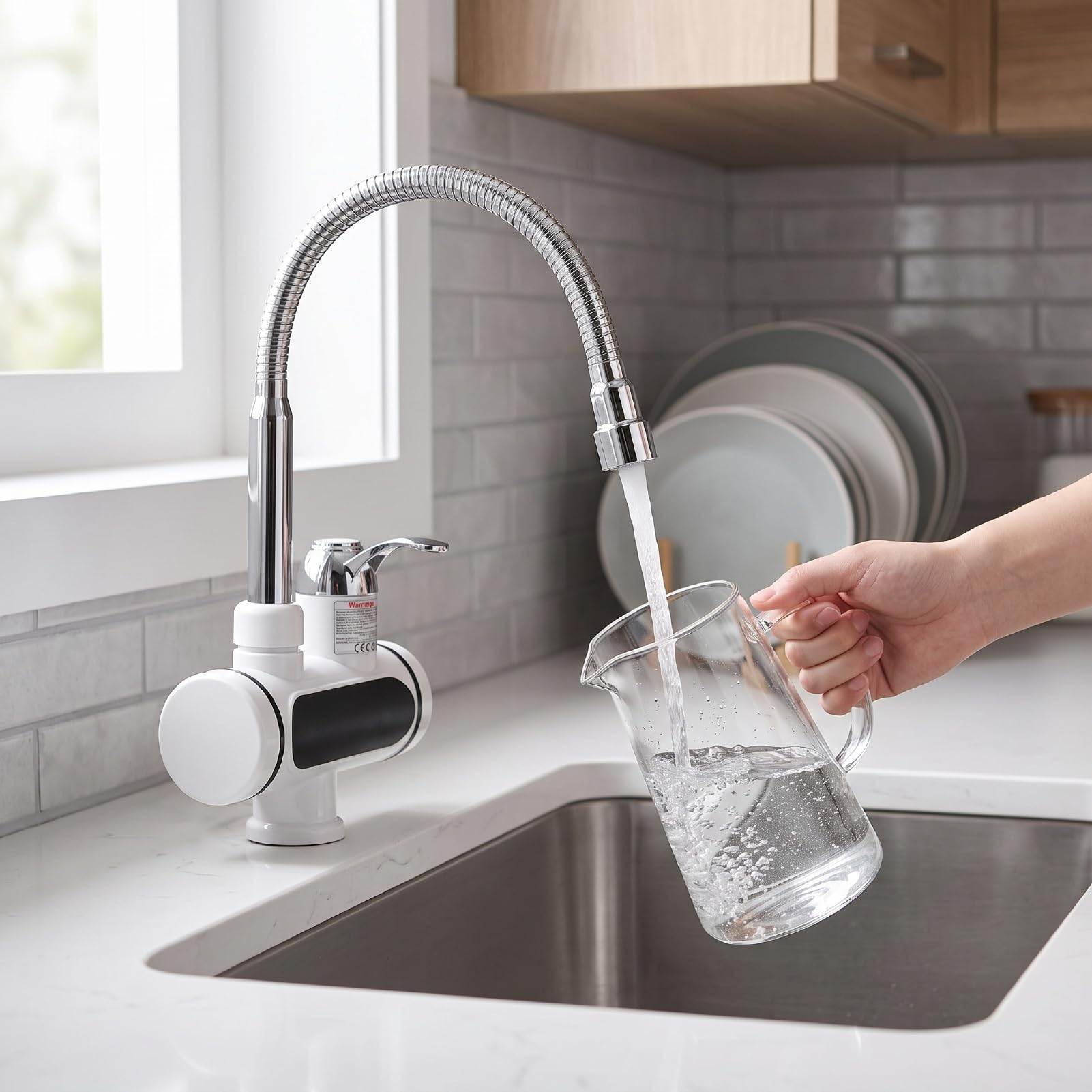 YWBL-WH Durchlauferhitzer Wasserhahn 3000W 360 Grad Drehbar (EU-Stecker