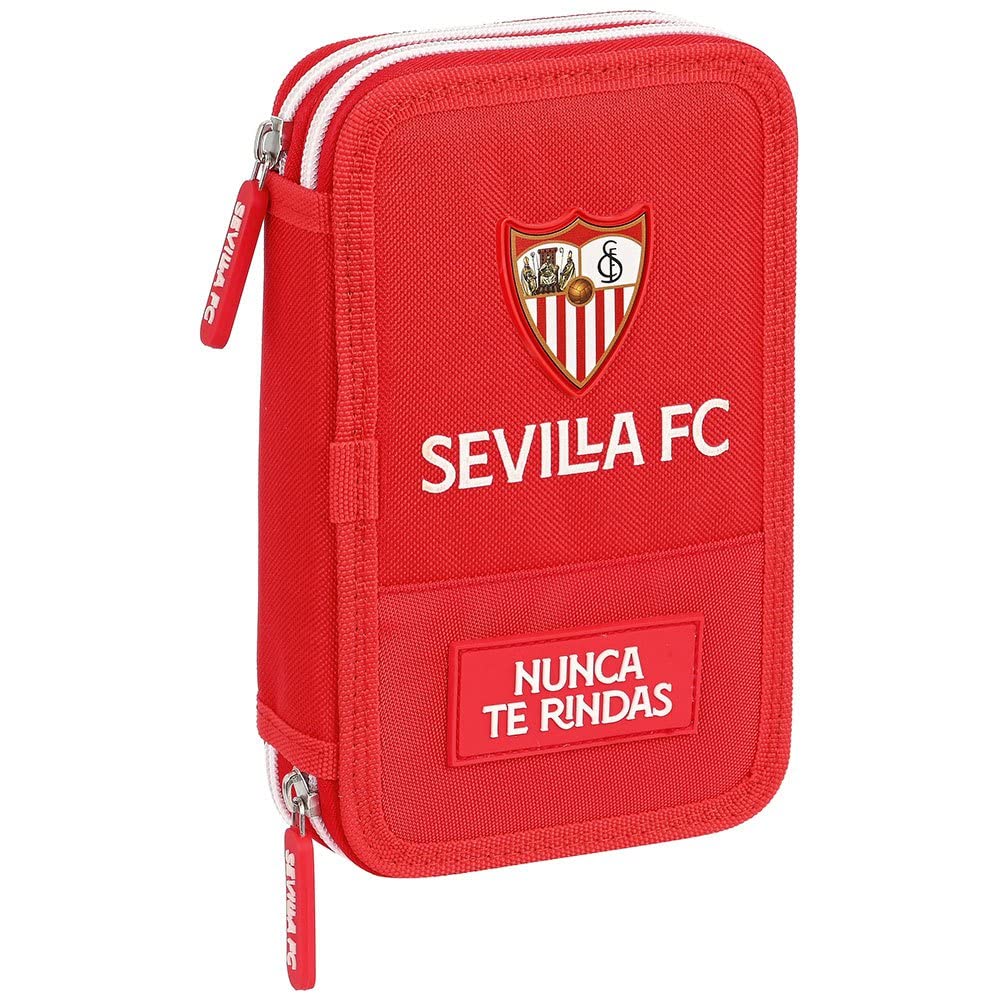 SAFTA Unisex Kid's School Case with 28 Supplies Included from Sevilla FC, 125x40x195 mm, red, Estándar