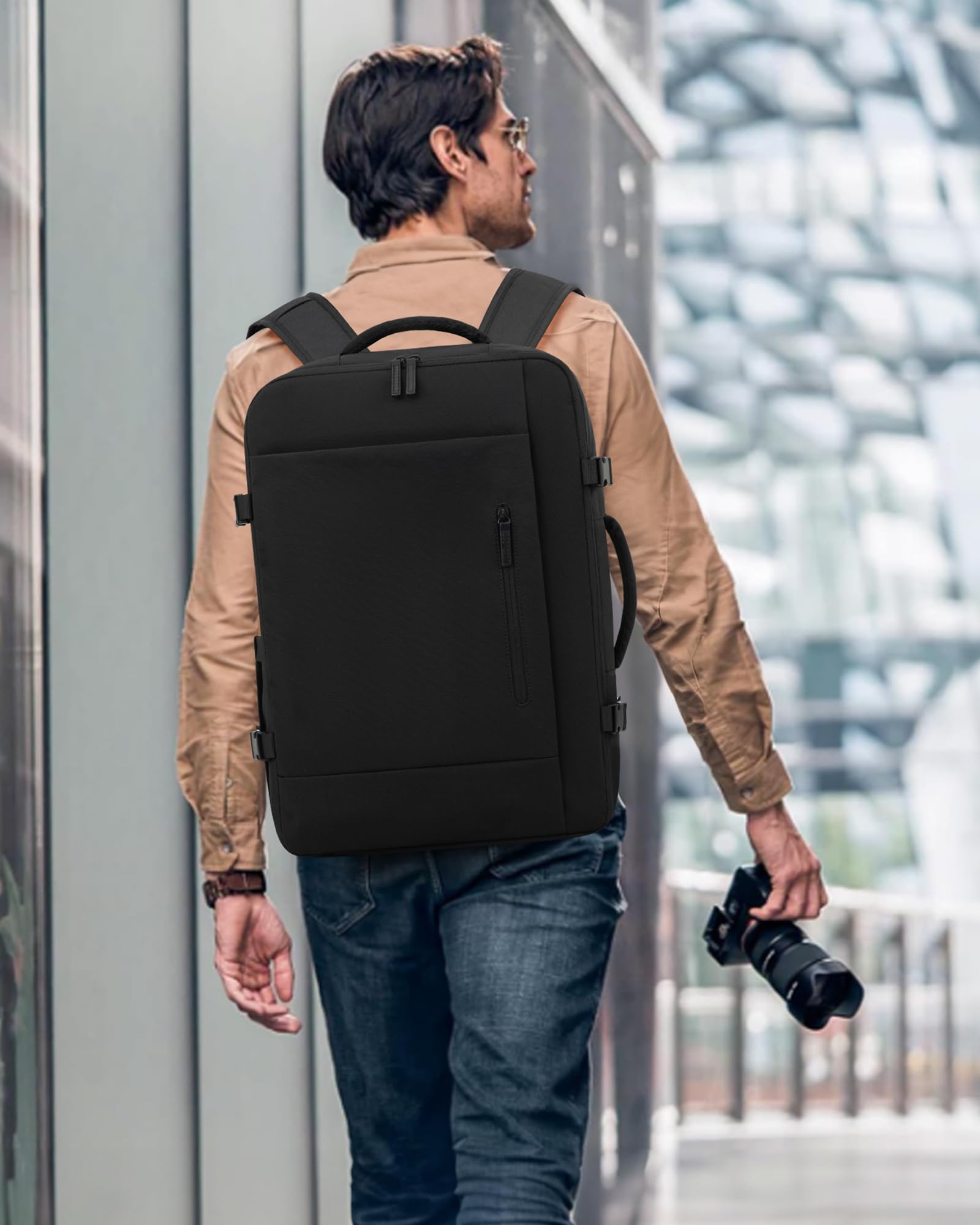 LOVEVOOK Sac à Dos Voyage Cabine Avion 40L Imperméable Ordinateur Portable 17,3 Pouces Homme Femme Noir