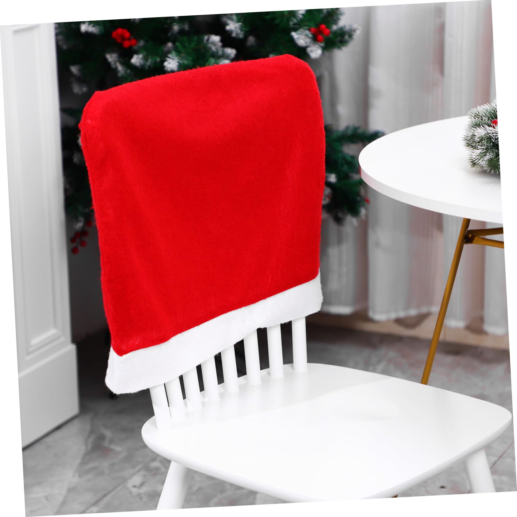 10 Piezas Pack Fundas para Sillas de Comedor Navideñas Rojas Diseño Gorro de Navidad para Decoración Festiva Hogar
