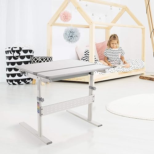 Miniatura 7 de Mount-It! Escritorio de altura ajustable para niños [31.5 x 26 pulgadas] Estación de trabajo infantil con escritorio inclinable y cajón para