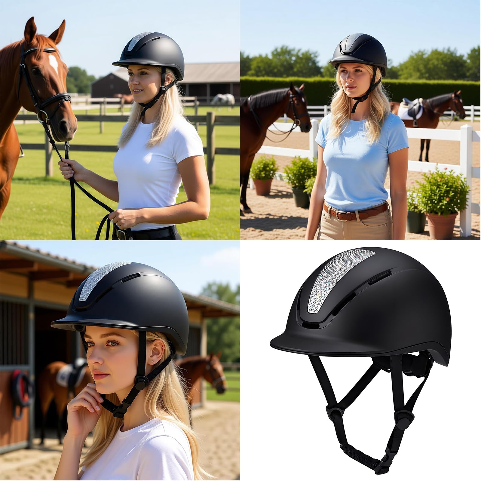 Casco da equitazione con foro di ventilazione multiplo, comodo da cavalcare