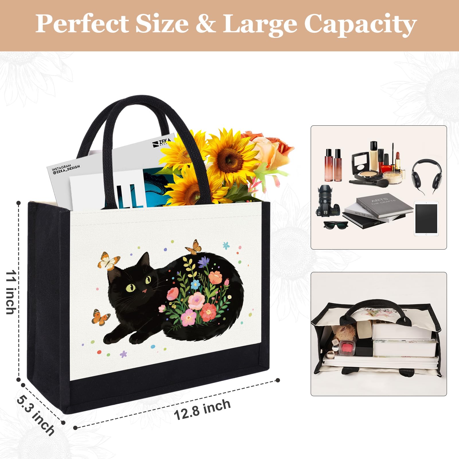 Bolsa de lona para mujer, bonitos regalos de gatos para amantes de los gatos, regalo para amantes de los animales, bolsa de playa reutilizable para mujeres, regalo de cumpleaños para mamá, hija,