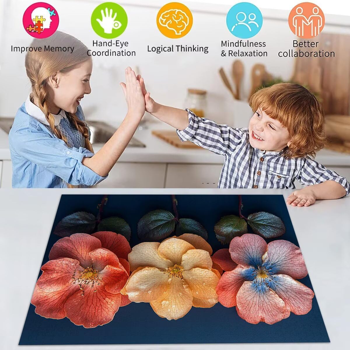 Blume Puzzle für Erwachsene Kinder Anspruchsvoll 5000 Teile Impossible Klassische Puzzles Schwer Anlage ab 8 9 10 Jahre Mädchen Jungen Jigsaw Kunst Educa,für Dekoration und Geschenke 105x156cm t-347