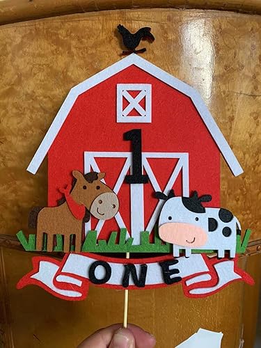 Miniatura 5 de Decoración de pastel de granja para primer cumpleaños, decoración de granero, decoración de granero para fiesta de cumpleaños (negro)