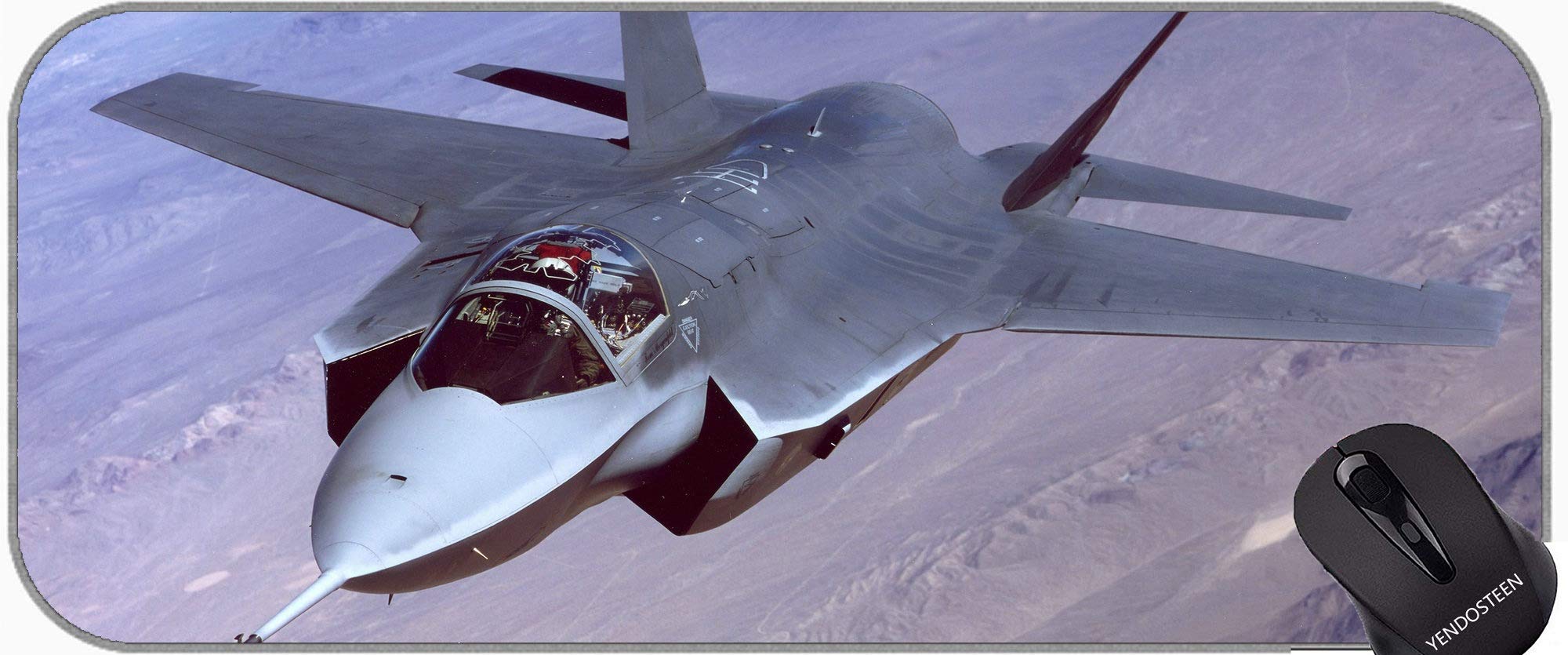 Large Gaming Mouse Pad with Edge Stitching,Aircraft Jet Aircraft F16 Fighting Eagle Mouse Pad with Stitched Edges