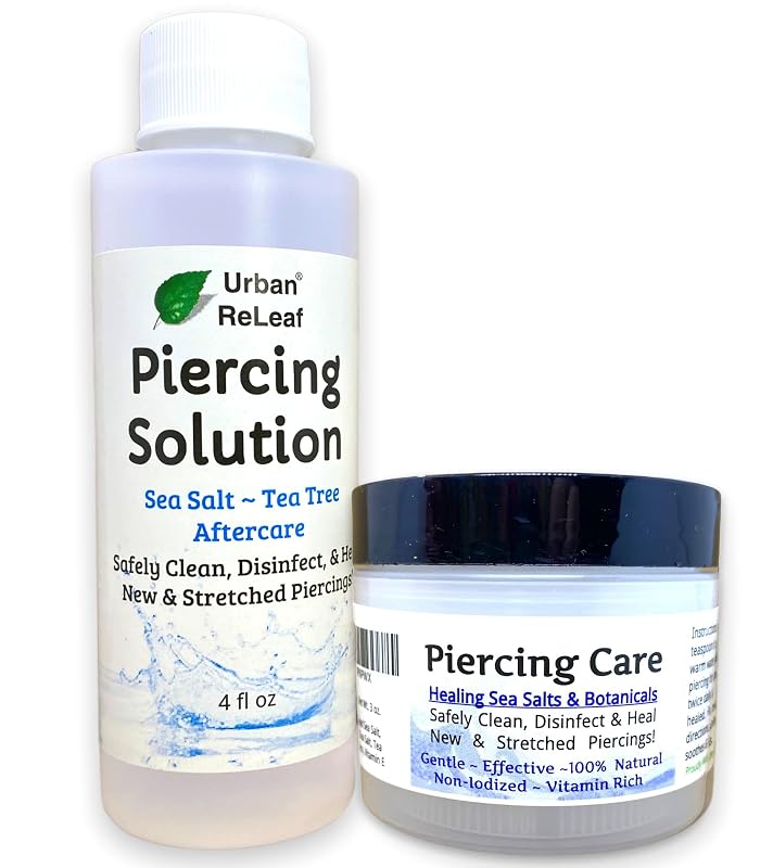 Conjunto Urban ReLeaf para cuidados de piercing com solução e sais marinhos, 2 unidades