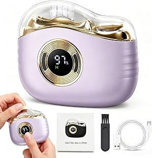 Electric Nail Clipper, Electric Nail Clippers for Seniors & Adults, Baby Electric Nail Trimmer with Clip Storage, USB Electric Automatic Nail Clipper for Fingernail(Purple)