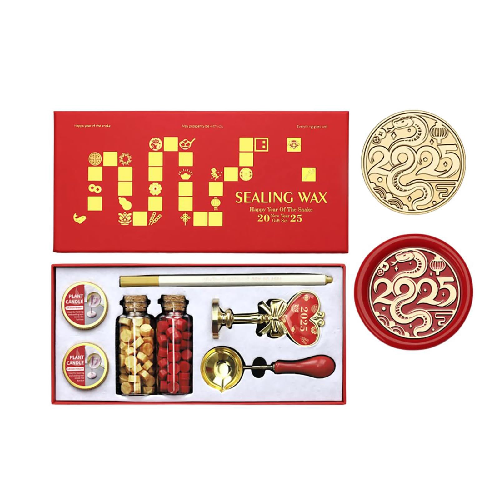 Yhplxyuus Year of the Snake Themed Seal Stamp Seal Beads Melting Spoon and Set for Envelope Card Party Invitation Decorative Envelope