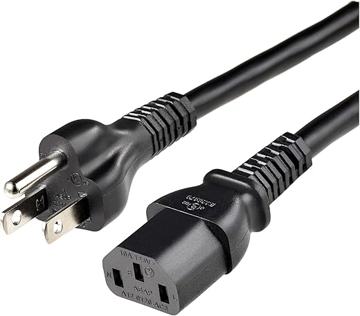 Amazon Basics Computer Monitor TV Replacement Power Cord, 6', Black