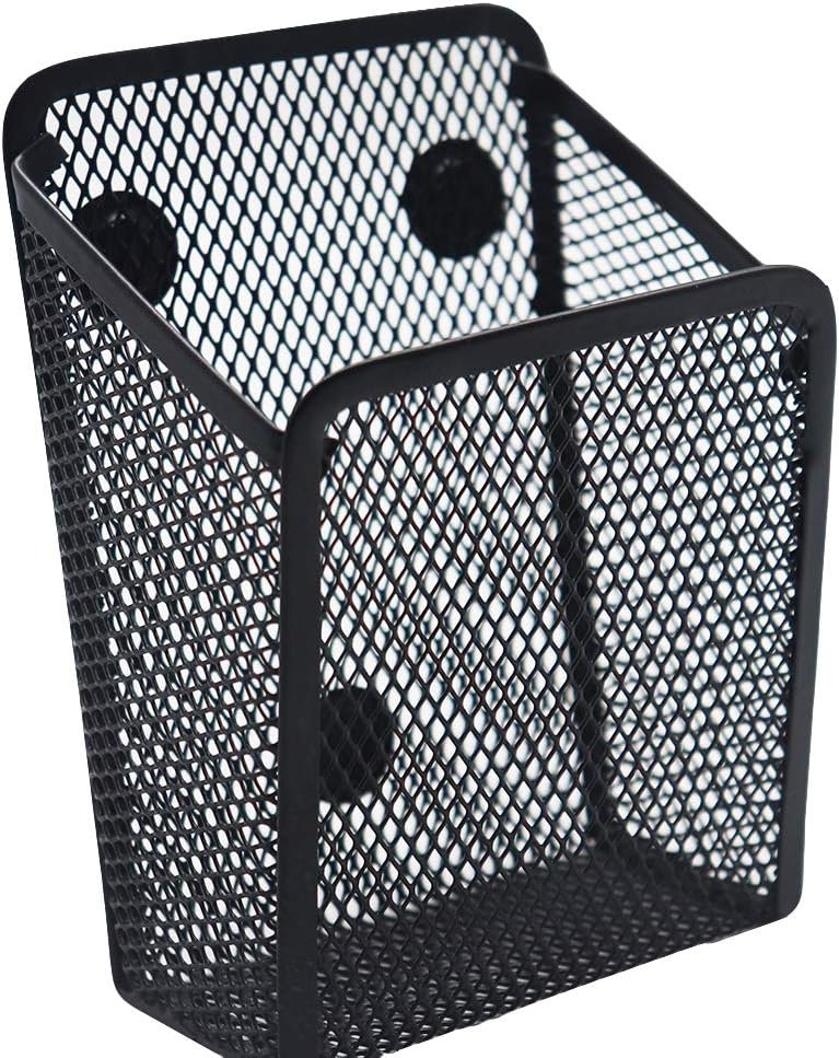 SNOW COOLER Magnetic Pencil Holder -Black Generous Compartments Magnetic Storage Basket Organizer - Extra Strong Magnets - Perfect Mesh Pen Holder to Hold Whiteboard, Locker Accessories