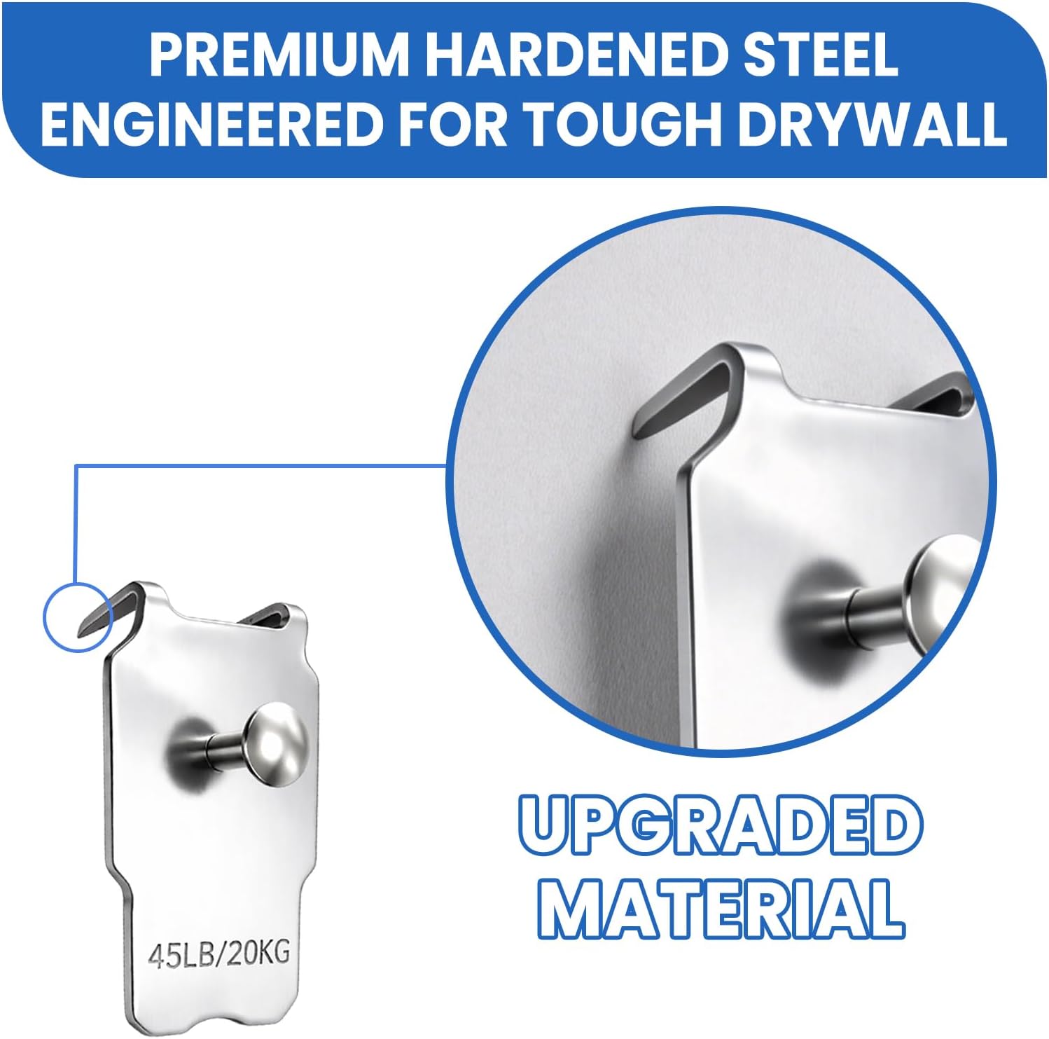 ZIDOX 20 Pack Claw Drywall Picture Hangers Heavy Duty 45LB, No Nail Wall Hanging Hooks, Picture Hanging Kit for Heavy Mirror Frame, Metal Claw Hangers Damage Free Drywall Hooks Hardware