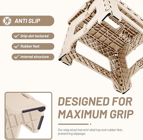 Miniatura 8 de Delxo Taburete plegable, taburete de plástico ligero de 9 pulgadas, taburete plegable portátil plegable antideslizante para cocina, baño, dormitorio