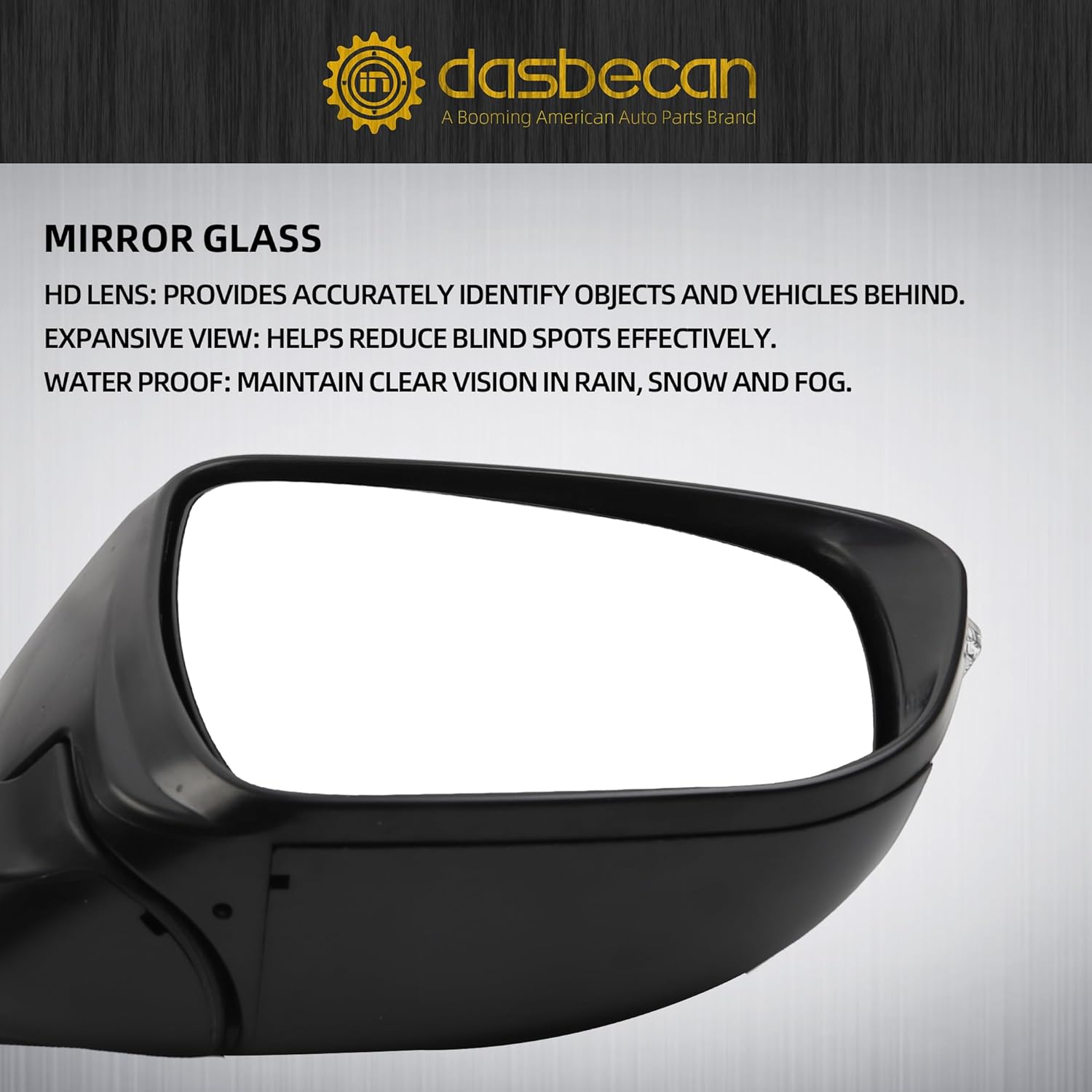 Dasbecan Passenger Right Side Door Mirror Compatible with 2014-2021 Nissan Rogue(No Rogue Sport) Heated Turn Signal Power HD Glass Black Painted Manual Folding # NI1321285 963014BA1A-PFM 7Pins