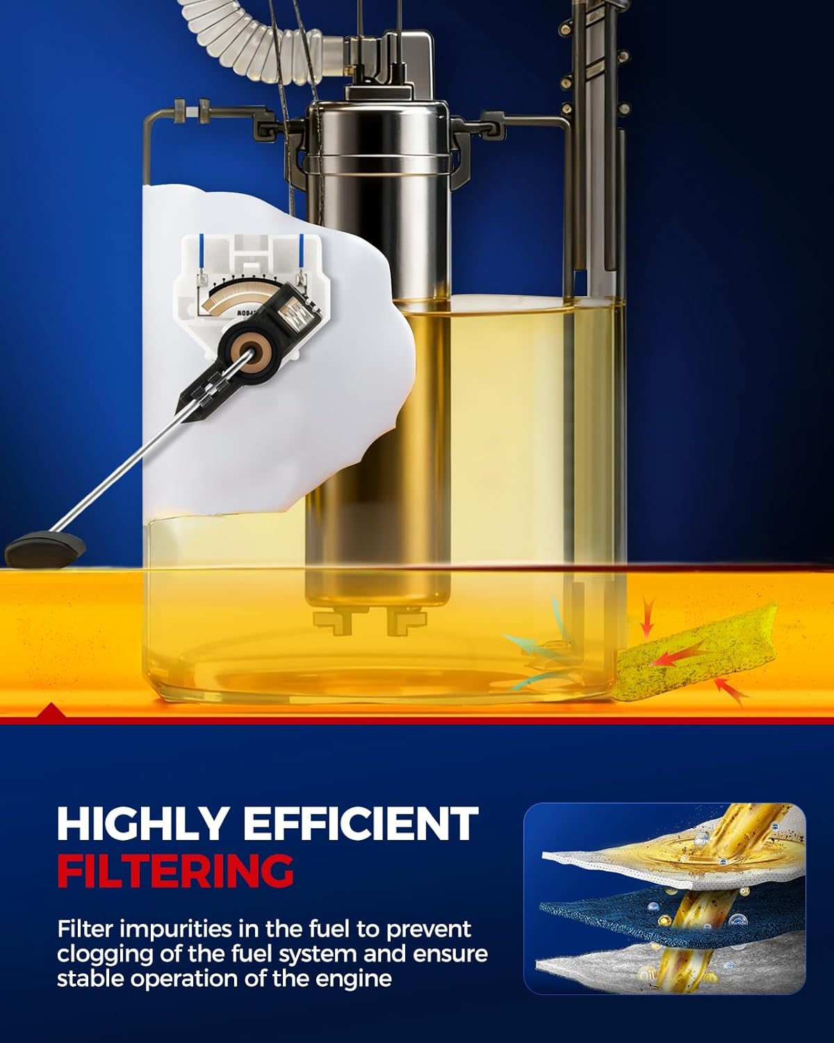 KAX FG0912 Electric Fuel Pump Module Assembly w/Sending Unit, Fit for Acura TSX 2009-2014, for Honda Accord 2008-2012, Crosstour 2012, L4 2.4L, Replace# E8922M, P76709M, SP8005M