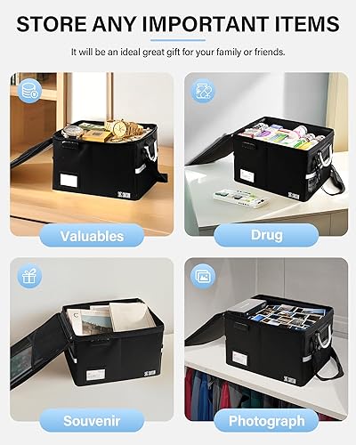 Miniatura 7 de Caja de documentos ignífuga, organizador de archivos para carpetas de archivos colgantes, caja de archivos portátil con asa, segura a prueba de