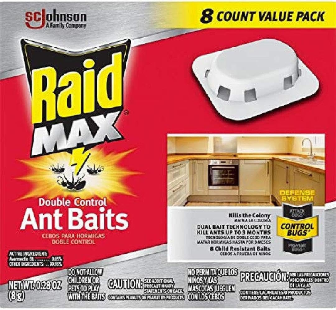 Raid Max Double Control Ant Baits product packaging