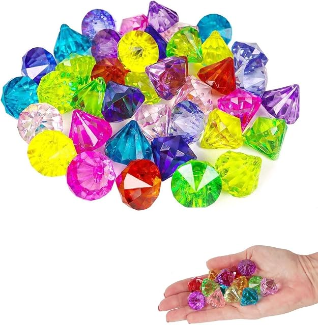 Pocut 20 Pcs Multicolor Party Favors Big Acrylic Diamond Gems Pirate Artificial Jewels Treasure for Home Decoration (20pcs, 25mm)