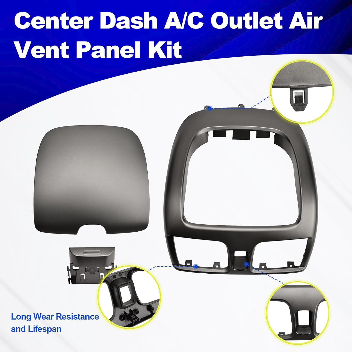 Center Dash A/C Outlet Air Vent Panel Kit Compatible with Nissan Sentra 2000-2006 Part Numbers 68260-5M002 682605M002 Silver Gray