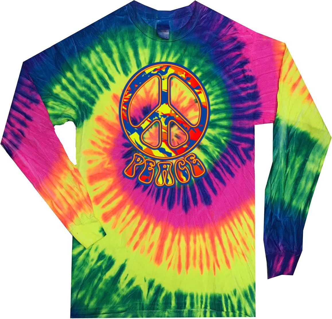 Buy Cool Shirts Peace T-Shirt Funky 70's Peace Sign Tie Dye Long Sleeve