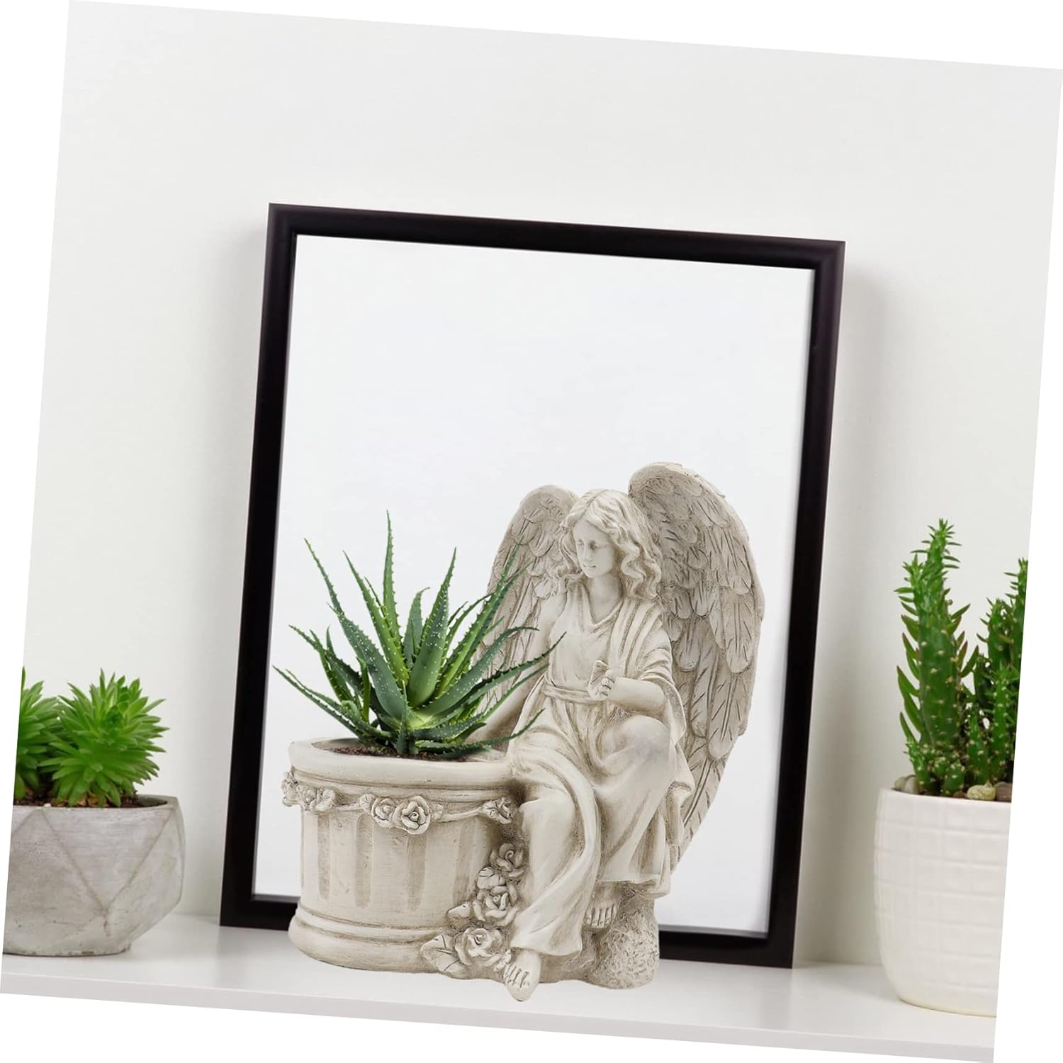 1pc Creative Angel Girl Planter Statue for Outdoor Garden Decoration Unique Retro Flowerpot for Plants Stylish and Beige Design