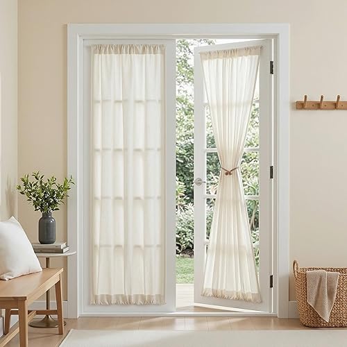Miniatura 38 de MYSKY HOME Cortinas traslúcidas de 63 pulgadas de largo para dormitorio, paneles de cortina para ventana que filtran la luz, protegen la privacidad