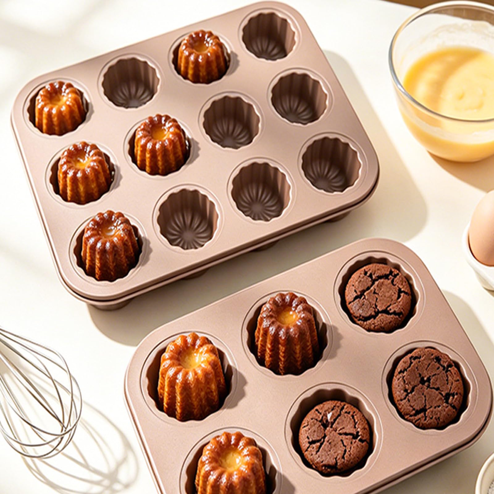 Premium Dessertform aus Kohlenstoffstahl, Heimbackausrüstung für stilvolle Canneles, die eine einfach zu verwendende Backform für französischen Teig herstellt