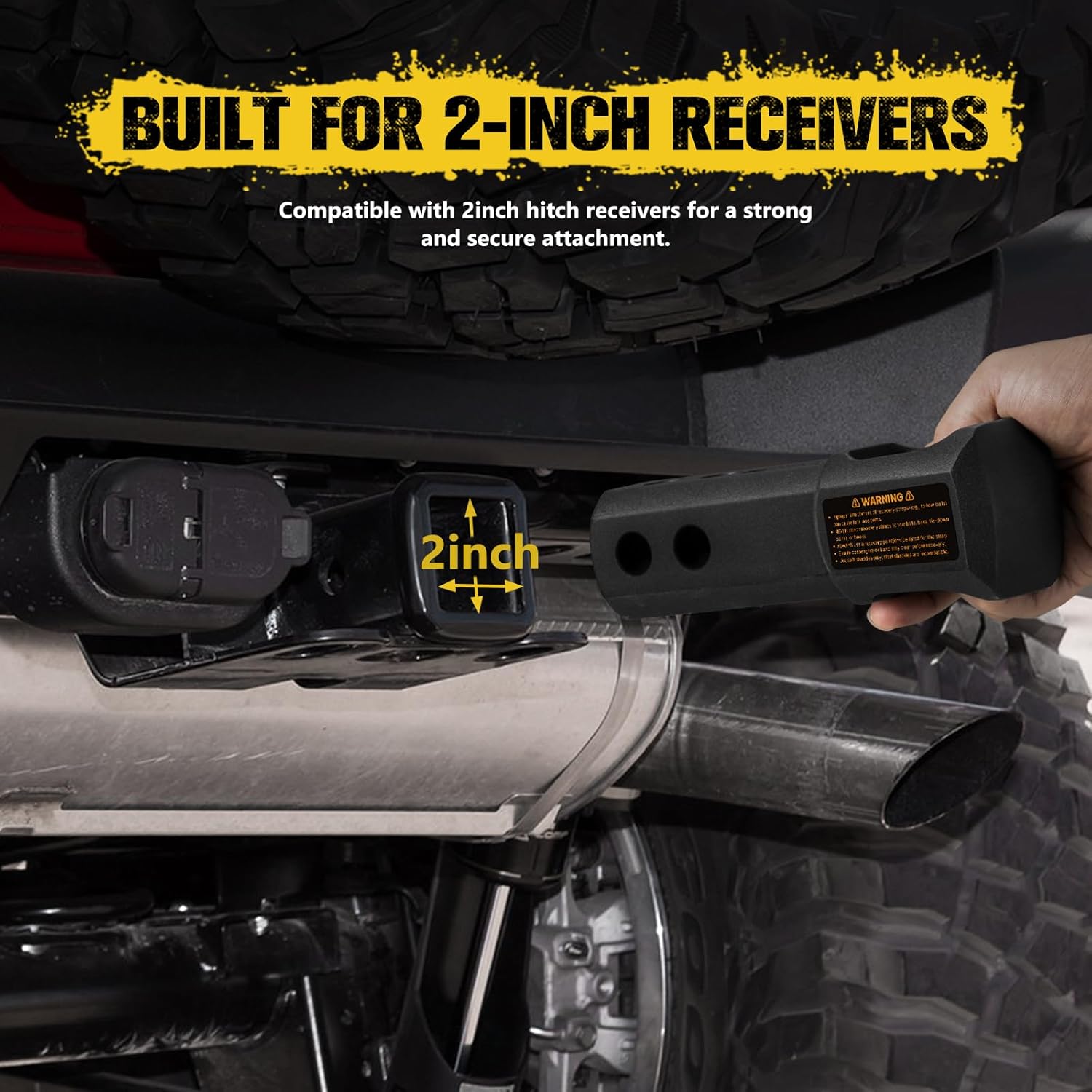 BUNKER INDUST Soft Shackle Hitch Mount Kit, 2 Inch Aluminum Hitch Receiver with Locking Pin + 33,000lbs Synthetic Soft Shackle Rope, Towing Recovery for Offroad 4x4 Vehicles Truck, SUV, ATV, UTV