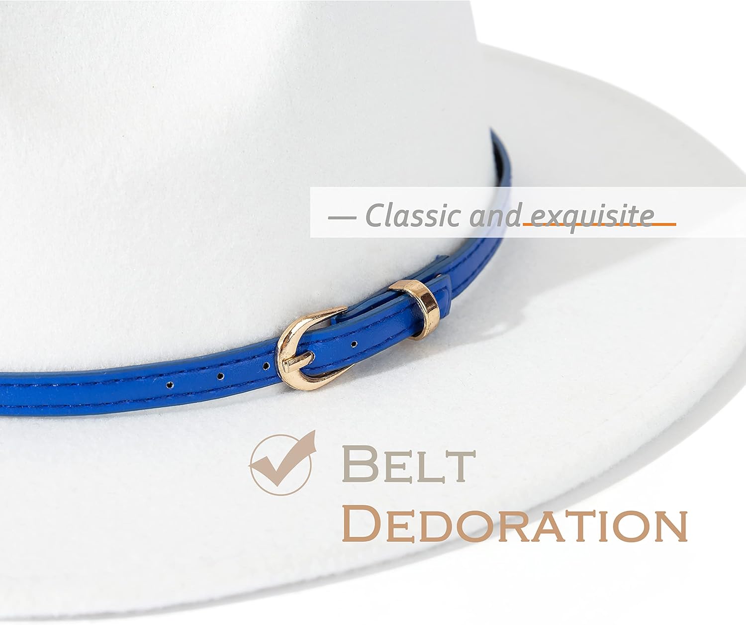 Lisianthus Women White Fedora Wide Brim Panama Hats with Color Belt Buckle - Image 4
