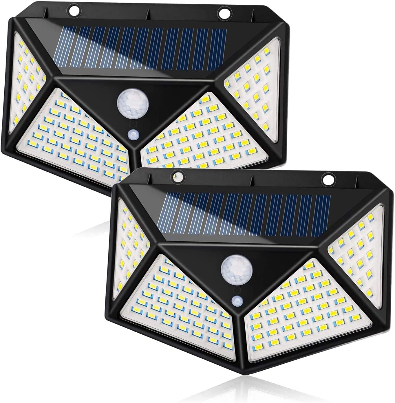 YiaMia Solar Lights Outdoor, Motion Sensor Security Solar Power Lights 100 LED Waterproof Wireless Wall Lights Solar Lamps with 3 Intelligent Modes (2 Pack)