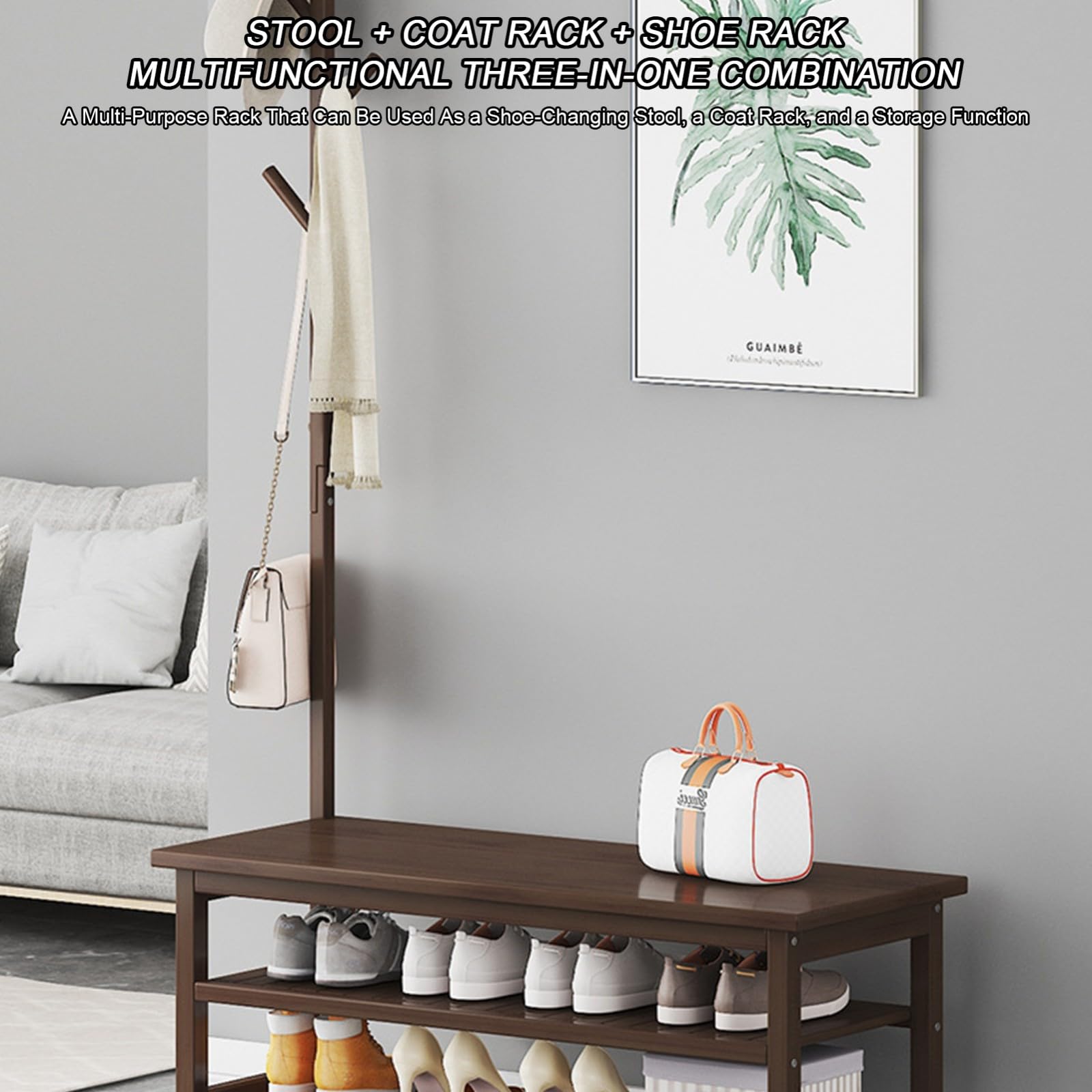 Perchero, Perchero de Pasillo con Ganchos, Banco de Diseño Amplio Multifuncional con Cubículos para Abrigos y Zapatos para la Entrada, Sala de estar A,80 * 27 * 155CM