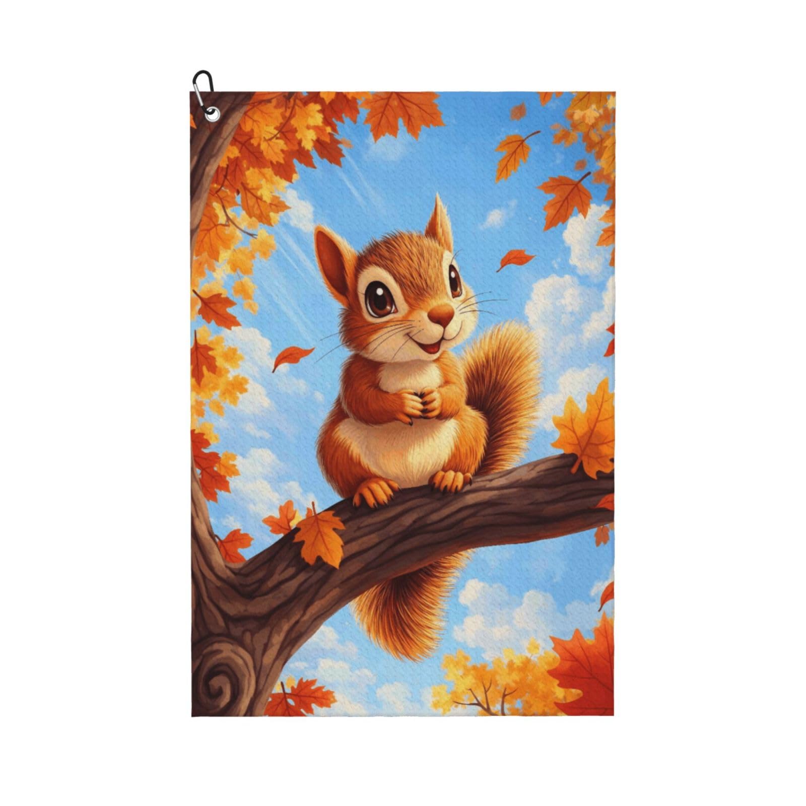 Oudrspo Cute Cartoon Squirrel Multi-Functional Golf Towel | Absorbent Quick Drying 16x24in