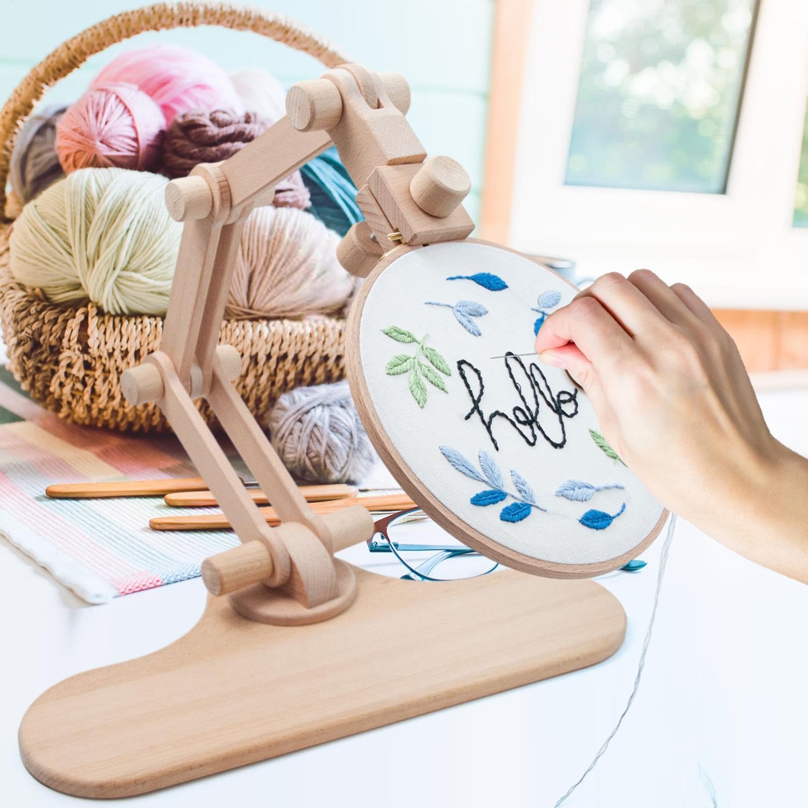 Soporte para bordado - Bastidor de bordado ajustable para manualidades - Soporte de bordado giratorio ajustable para costura arte costura costura