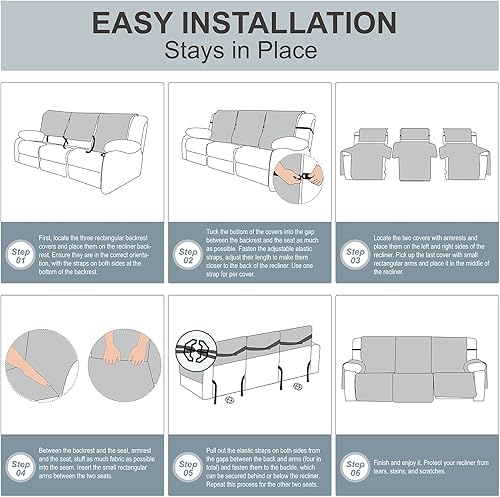 Miniatura 8 de Genina Waterproof Recliner Chair Cover Sofa Slipcover for Pet Recliner Chair Cover (23 inch)