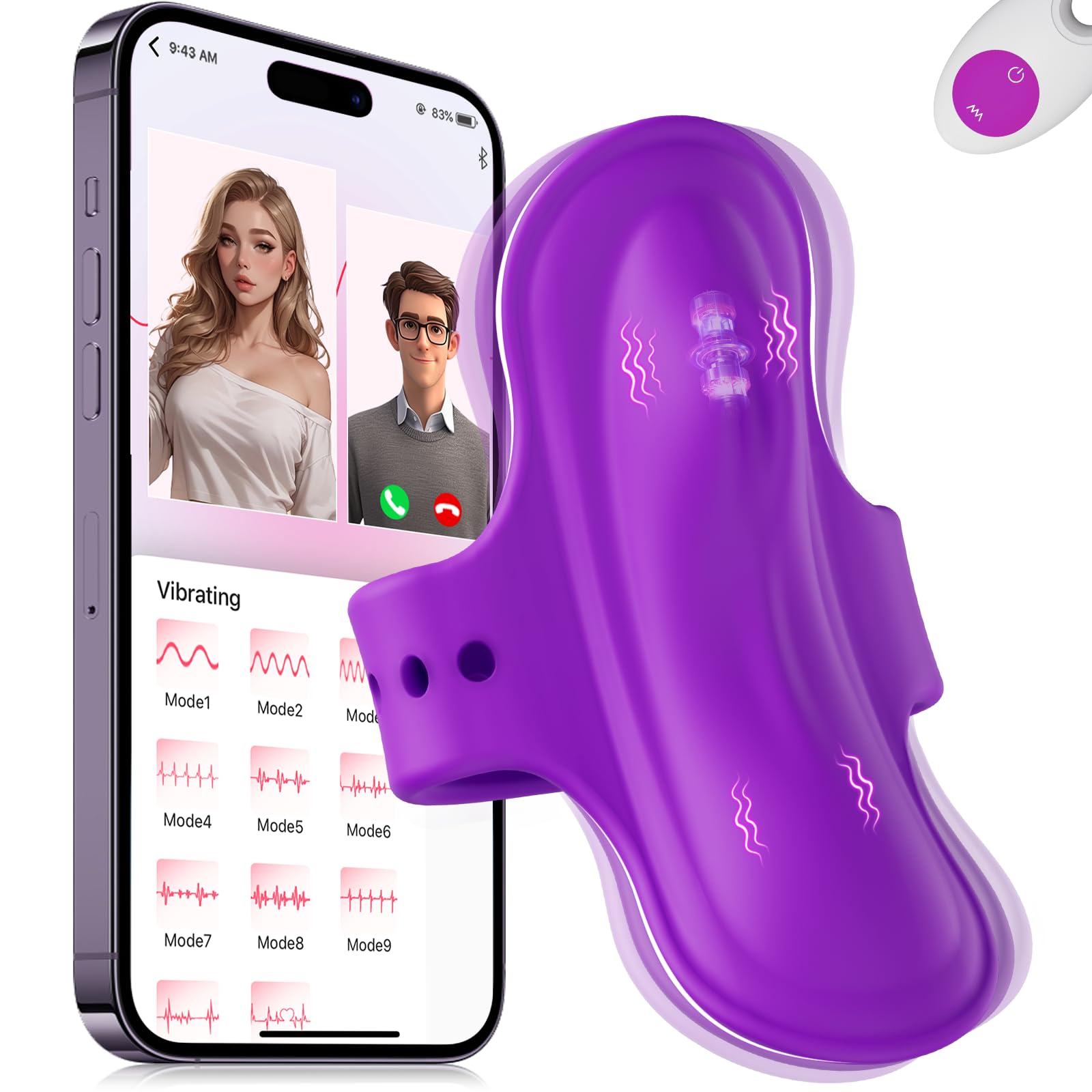 Mini vibratore portatile con telecomando tramite app, giocattolo sessuale per donne e coppie, set di vibratori a farfalla per uso in movimento, 11 modalità di vibrazione