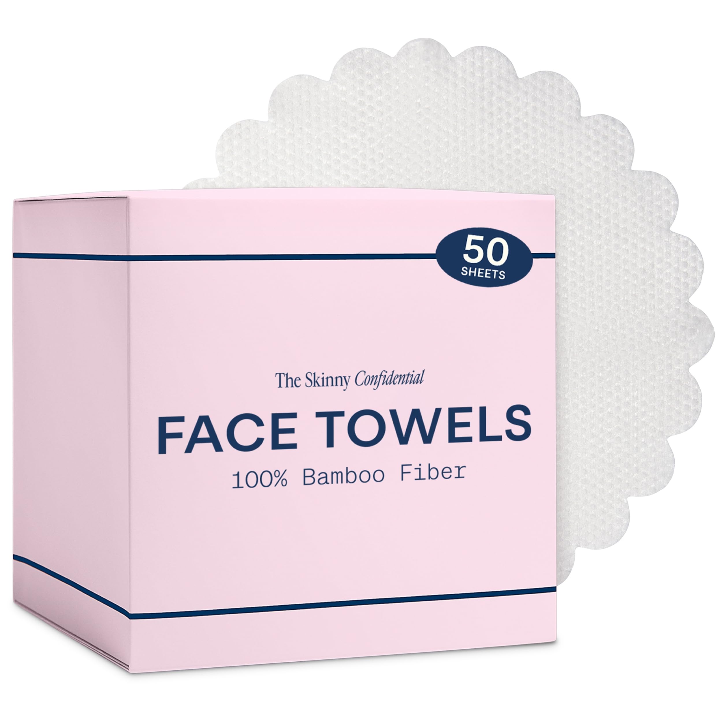 The Skinny Confidential Disposable Face Towels for Sensitive Skin, 50 Count