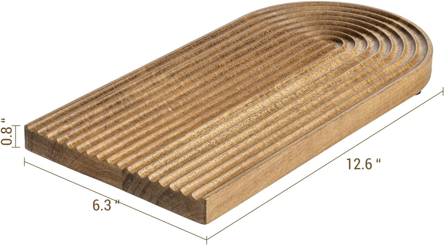 MyGift Art Deco Style Fluted Acacia Wood Arch Decorative Vanity Display Tray – Elegant Home Décor, Stylish Decorative Perfume Makeup Catchall Tray for Bathroom, Bedroom, & Living Room