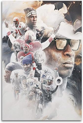 KLuein Deion Sanders - Póster artístico, pintura en lienzo, arte de pared, decoración moderna, 24 x 36 pulgadas (23.6 x 35.4 in)